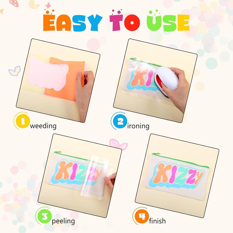 Tintnut Neon Heat Transfer Vinyl -6 Sheets 12" x 10" Pastel Neon Orange HTV Iron on Vinyl for Fabrics Pastel HTV Vinyl Compatible with Cricut and Silhoutte Cameo - Image 4